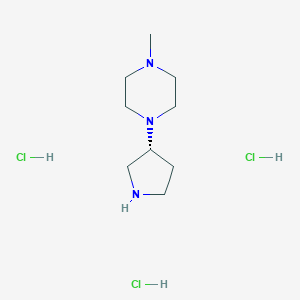 molecular formula C9H22Cl3N3 B8179002 (R)-1-Methyl-4-(pyrrolidin-3-yl)piperazine trihydrochloride 