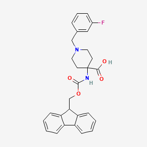 molecular formula C28H27FN2O4 B8179111 4-(Fmoc-amino)-1-(3-fluorobenzyl)-4-carboxypiperidine CAS No. 916421-80-2