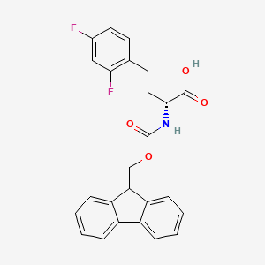 molecular formula C25H21F2NO4 B8179135 (2R)-4-(2,4-difluorophenyl)-2-(9H-fluoren-9-ylmethoxycarbonylamino)butanoic acid 