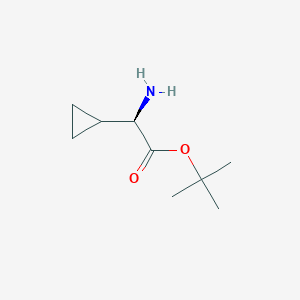 molecular formula C9H17NO2 B8179158 (R)-a-Amino-cyclopropaneacetic acid tert-butyl ester 