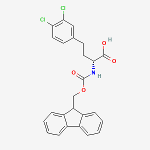 molecular formula C25H21Cl2NO4 B8179284 (R)-4-(3,4-Dichloro-phenyl)-2-(9H-fluoren-9-ylmethoxycarbonylamino)-butyric acid 