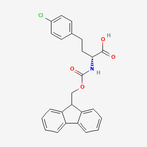 molecular formula C25H22ClNO4 B8179384 (2R)-4-(4-chlorophenyl)-2-(9H-fluoren-9-ylmethoxycarbonylamino)butanoic acid 