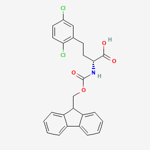 molecular formula C25H21Cl2NO4 B8179392 (2R)-4-(2,5-dichlorophenyl)-2-(9H-fluoren-9-ylmethoxycarbonylamino)butanoic acid 