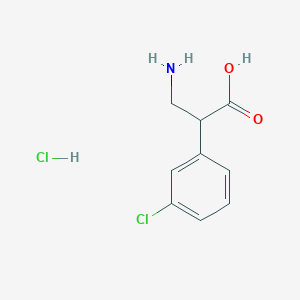 molecular formula C9H11Cl2NO2 B8179521 3-Amino-2-(3-chlorophenyl)propanoic acid HCl 