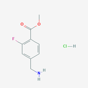 molecular formula C9H11ClFNO2 B8179797 Methyl 4-(aminomethyl)-2-fluorobenzoate HCl 