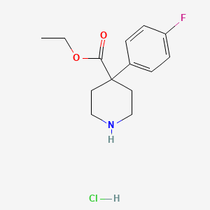 molecular formula C14H19ClFNO2 B8179870 Ethyl 4-(4-fluorophenyl)piperidine-4-carboxylate HCl 