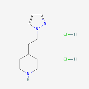 molecular formula C10H19Cl2N3 B8179875 4-[2-(1H-Pyrazol-1-yl)ethyl]piperidine dihydrochloride 