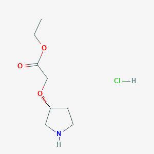 molecular formula C8H16ClNO3 B8179934 (R)-ethyl 2-(pyrrolidin-3-yloxy)acetate hydrochloride 