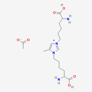 molecular formula C18H32N4O6 B8180054 1,3-Bis(5-amino-5-carboxypentyl)-4-methyl-3H-imidazolium acetate 