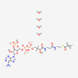 molecular formula C25H45Li3N7O21P3S B8180092 trilithium;[(3S,4R)-5-(6-aminopurin-9-yl)-2-[[[[(3R)-4-[[3-[2-[(E)-but-2-enoyl]sulfanylethylamino]-3-oxopropyl]amino]-3-hydroxy-2,2-dimethyl-4-oxobutoxy]-oxidophosphoryl]oxy-oxidophosphoryl]oxymethyl]-4-hydroxyoxolan-3-yl] hydrogen phosphate;tetrahydrate 