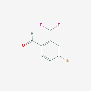 molecular formula C8H5BrF2O B8180101 4-Bromo-2-(difluoromethyl)benzaldehyde 