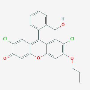 molecular formula C23H16Cl2O4 B8180158 9-[2-(Hydroxymethyl)phenyl]2,7-dichloro-6-(allyloxy)-3H-xanthene-3-one 