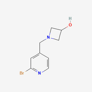 molecular formula C9H11BrN2O B8180204 3-Azetidinol, 1-[(2-bromo-4-pyridinyl)methyl]- 