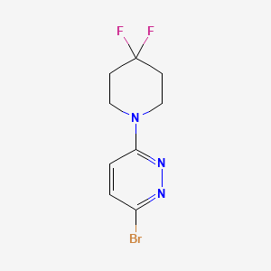 molecular formula C9H10BrF2N3 B8180228 Pyridazine, 3-bromo-6-(4,4-difluoro-1-piperidinyl)- 