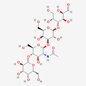 molecular formula C26H45NO21 B8180316 N-[(2S,3R,4R,5S,6R)-2-[(2R,3S,4S,5R,6S)-3,5-dihydroxy-2-(hydroxymethyl)-6-[(2R,3R,4R,5R)-1,2,4,5-tetrahydroxy-6-oxohexan-3-yl]oxyoxan-4-yl]oxy-4-hydroxy-6-(hydroxymethyl)-5-[(2S,3R,4S,5R,6R)-3,4,5-trihydroxy-6-(hydroxymethyl)oxan-2-yl]oxyoxan-3-yl]acetamide 