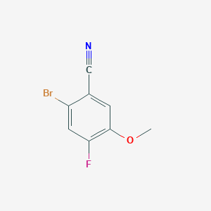 molecular formula C8H5BrFNO B8180344 2-Bromo-4-fluoro-5-methoxybenzonitrile 