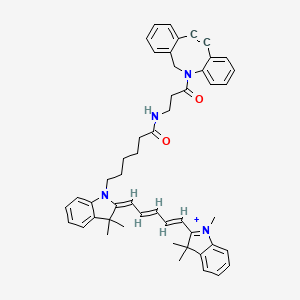 molecular formula C50H53N4O2+ B8180357 N-[3-(2-azatricyclo[10.4.0.04,9]hexadeca-1(16),4,6,8,12,14-hexaen-10-yn-2-yl)-3-oxopropyl]-6-[(2E)-3,3-dimethyl-2-[(2E,4E)-5-(1,3,3-trimethylindol-1-ium-2-yl)penta-2,4-dienylidene]indol-1-yl]hexanamide 