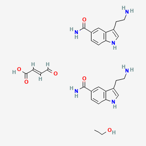 molecular formula C28H36N6O6 B8180371 5-Carboxamidotryptamine maleate salt hemiethanolate 