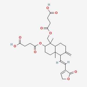 molecular formula C28H36O10 B8180383 4-[[2-(3-carboxypropanoyloxy)-1,4a-dimethyl-6-methylidene-5-[(E)-2-(5-oxo-2H-furan-4-yl)ethenyl]-3,4,5,7,8,8a-hexahydro-2H-naphthalen-1-yl]methoxy]-4-oxobutanoic acid 