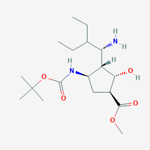 molecular formula C18H34N2O5 B8180391 (1S,2S,3S,4R)-methyl 3-((S)-1-amino-2-ethylbutyl)-4-(tert-butoxycarbonylamino)-2-hydroxycyclopentanecarboxylate 
