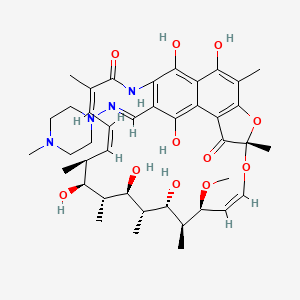 molecular formula C41H56N4O11 B8180396 (7S,9Z,11S,12S,13S,14R,15R,16R,17S,18S,19Z,21Z)-2,13,15,17,27,29-hexahydroxy-11-methoxy-3,7,12,14,16,18,22-heptamethyl-26-[(E)-(4-methylpiperazin-1-yl)iminomethyl]-8,30-dioxa-24-azatetracyclo[23.3.1.14,7.05,28]triaconta-1(29),2,4,9,19,21,25,27-octaene-6,23-dione 