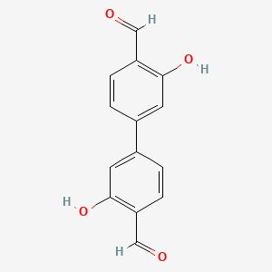 molecular formula C14H10O4 B8180508 3,3'-Dihydroxy-[1,1'-biphenyl]-4,4'-dicarbaldehyde 