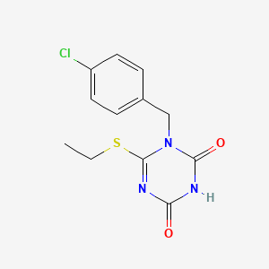 molecular formula C12H12ClN3O2S B8180515 1-(4-Chlorobenzyl)-6-(ethylthio)-1,3,5-triazine-2,4(1H,3H)-dione 