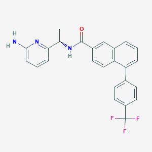 molecular formula C25H20F3N3O B8180545 N-[(1S)-1-(6-amino-2-pyridinyl)ethyl]-5-[4-(trifluoromethyl)phenyl]-2-Naphthalenecarboxamide 
