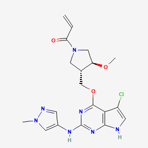 molecular formula C19H22ClN7O3 B8180666 1-[(3S,4S)-3-[[5-chloro-2-[(1-methylpyrazol-4-yl)amino]-7H-pyrrolo[2,3-d]pyrimidin-4-yl]oxymethyl]-4-methoxypyrrolidin-1-yl]prop-2-en-1-one 