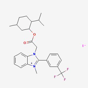 molecular formula C27H32F3IN2O2 B8180708 (5-Methyl-2-propan-2-ylcyclohexyl) 2-[3-methyl-2-[3-(trifluoromethyl)phenyl]benzimidazol-3-ium-1-yl]acetate;iodide 