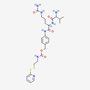 molecular formula C26H37N7O5S2 B8180743 4-((S)-2-((S)-2-amino-3-methylbutanamido)-5-ureidopentanamido)benzyl 2-(pyridin-2-yldisulfanyl)ethylcarbamate 