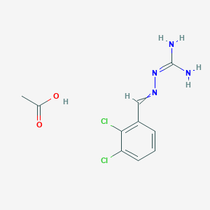 molecular formula C10H12Cl2N4O2 B8180750 Acetic acid;2-[(2,3-dichlorophenyl)methylideneamino]guanidine 