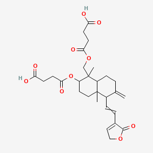 molecular formula C28H36O10 B8180792 4-[[2-(3-carboxypropanoyloxy)-1,4a-dimethyl-6-methylidene-5-[2-(5-oxo-2H-furan-4-yl)ethenyl]-3,4,5,7,8,8a-hexahydro-2H-naphthalen-1-yl]methoxy]-4-oxobutanoic acid 