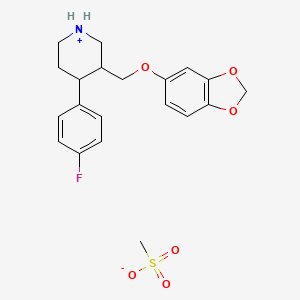 molecular formula C20H24FNO6S B8180805 3-(1,3-Benzodioxol-5-yloxymethyl)-4-(4-fluorophenyl)piperidin-1-ium;methanesulfonate 