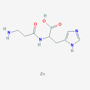 molecular formula C9H14N4O3Zn B8180819 2-(3-aminopropanoylamino)-3-(1H-imidazol-5-yl)propanoic acid;zinc 