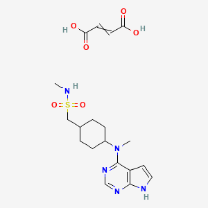 molecular formula C19H27N5O6S B8180842 but-2-enedioic acid;N-methyl-1-[4-[methyl(7H-pyrrolo[2,3-d]pyrimidin-4-yl)amino]cyclohexyl]methanesulfonamide 