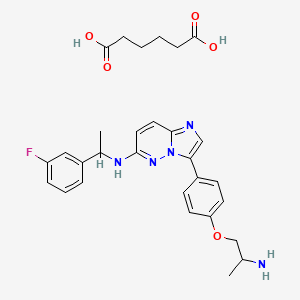 molecular formula C29H34FN5O5 B8180876 3-(4-(2-Aminopropoxy)phenyl)-N-(1-(3-fluorophenyl)ethyl)imidazo[1,2-b]pyridazin-6-amine adipate 