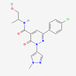 molecular formula C18H18ClN5O3 B8180885 6-(4-chlorophenyl)-N-(1-hydroxypropan-2-yl)-2-(1-methylpyrazol-4-yl)-3-oxopyridazine-4-carboxamide 