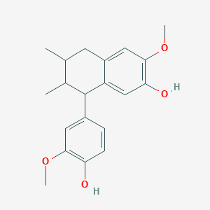 molecular formula C20H24O4 B8180914 8-(4-Hydroxy-3-methoxyphenyl)-3-methoxy-6,7-dimethyl-5,6,7,8-tetrahydronaphthalen-2-ol 