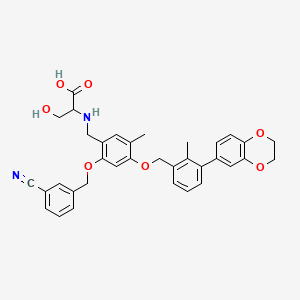 molecular formula C35H34N2O7 B8180916 2-[[2-[(3-Cyanophenyl)methoxy]-4-[[3-(2,3-dihydro-1,4-benzodioxin-6-yl)-2-methylphenyl]methoxy]-5-methylphenyl]methylamino]-3-hydroxypropanoic acid 