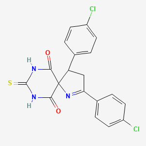 molecular formula C19H13Cl2N3O2S B8180924 2,4-Bis(4-chlorophenyl)-8-sulfanylidene-1,7,9-triazaspiro[4.5]dec-1-ene-6,10-dione 