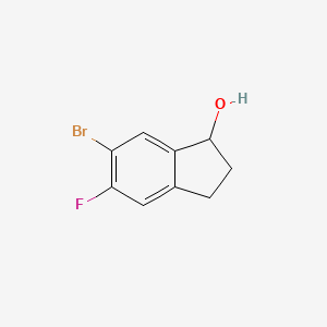 molecular formula C9H8BrFO B8180949 6-Bromo-5-fluoro-2,3-dihydro-1H-inden-1-OL 