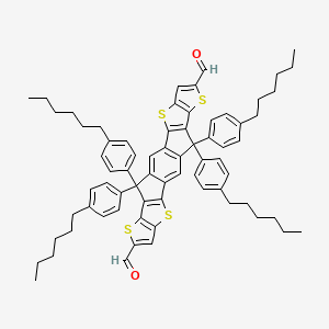 molecular formula C70H74O2S4 B8181002 6,6,12,12-Tetrakis(4-hexylphenyl)-6,12-dihydrodithieno[2,3-d:2',3'-d']-s-indaceno[1,2-b:5,6-b']dithiophene-2,8-dicarboxaldehyde 