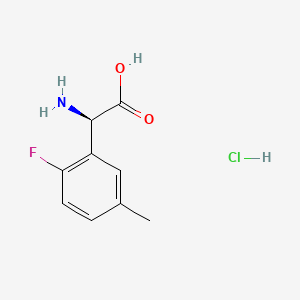 molecular formula C9H11ClFNO2 B8181017 (R)-2-Amino-2-(2-fluoro-5-methylphenyl)acetic acid hydrochloride 