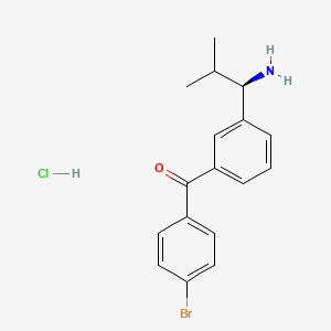 molecular formula C17H19BrClNO B8181039 (R)-(3-(1-amino-2-methylpropyl)phenyl)(4-bromophenyl)methanone hydrochloride 