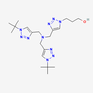 molecular formula C20H34N10O B8181062 3-(4-((Bis((1-(tert-butyl)-1H-1,2,3-triazol-4-yl)methyl)amino)methyl)-1H-1,2,3-triazol-1-yl)propan-1-ol 