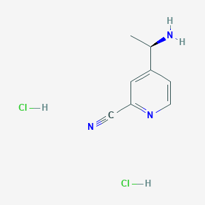 molecular formula C8H11Cl2N3 B8181068 (R)-4-(1-Aminoethyl)picolinonitrile dihydrochloride 