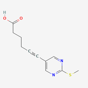 molecular formula C11H12N2O2S B8181108 6-(2-(Methylthio)pyrimidin-5-yl)hex-5-ynoic acid 