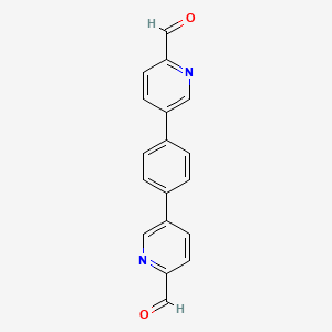 molecular formula C18H12N2O2 B8181122 5,5'-(1,4-Phenylene)dipicolinaldehyde 