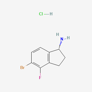 molecular formula C9H10BrClFN B8181370 (R)-5-Bromo-4-fluoro-2,3-dihydro-1H-inden-1-amine hydrochloride 